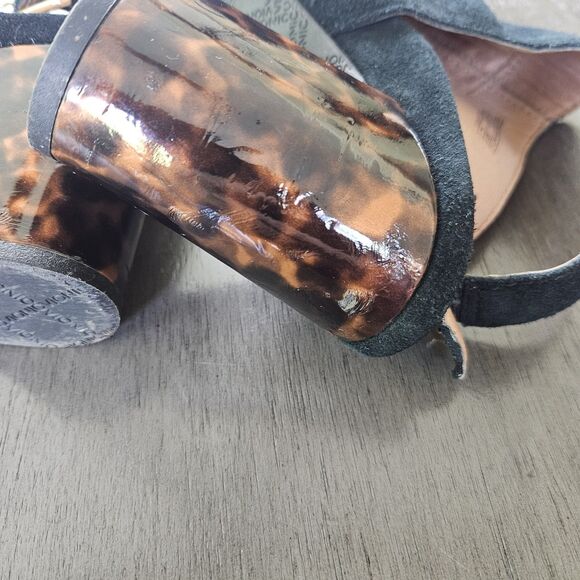 Vionic Lacey Tortoise Heeled Boot Womens 8.5 Black Suede Ankle Open Slingback - Picture 6 of 7